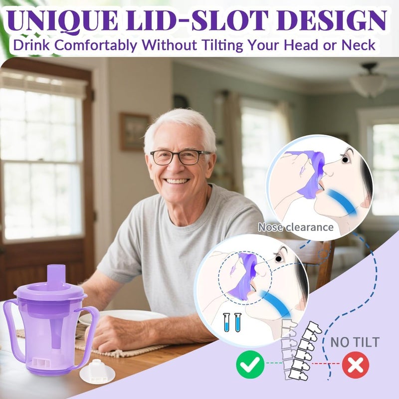 Ehucon dysphagia regulating drinking cup for elderly with difficulty swallowing,with 5cc and 10cc sip cup,assistive devices liquids only,No thickener is Used (Purple-Lid+Body,Pack of 1) - Image 5